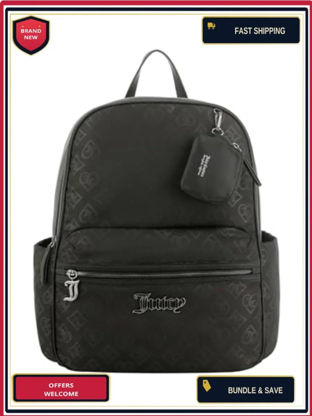 Juicy Couture Backpack Polyurethane Travel Daypack Adjustable Straps